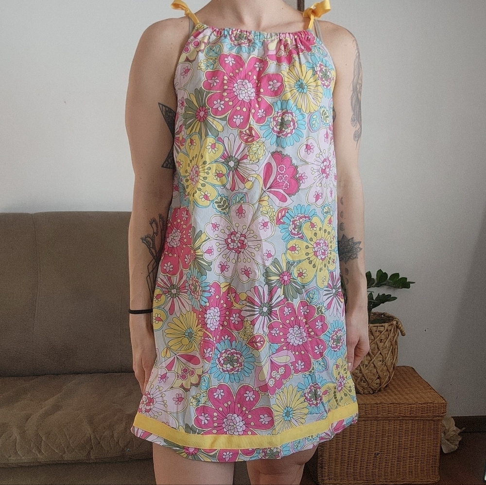 Hanna Andersson Floral Pillowcase Mini Dress Size XS
